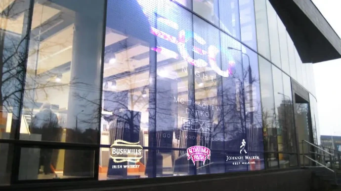 透明LED薄膜顯示器建築幕牆應用實景